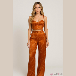 Rachel Zoe Satin Corset & Wide-Leg Pant Set – Women’s Size Medium (NWT)